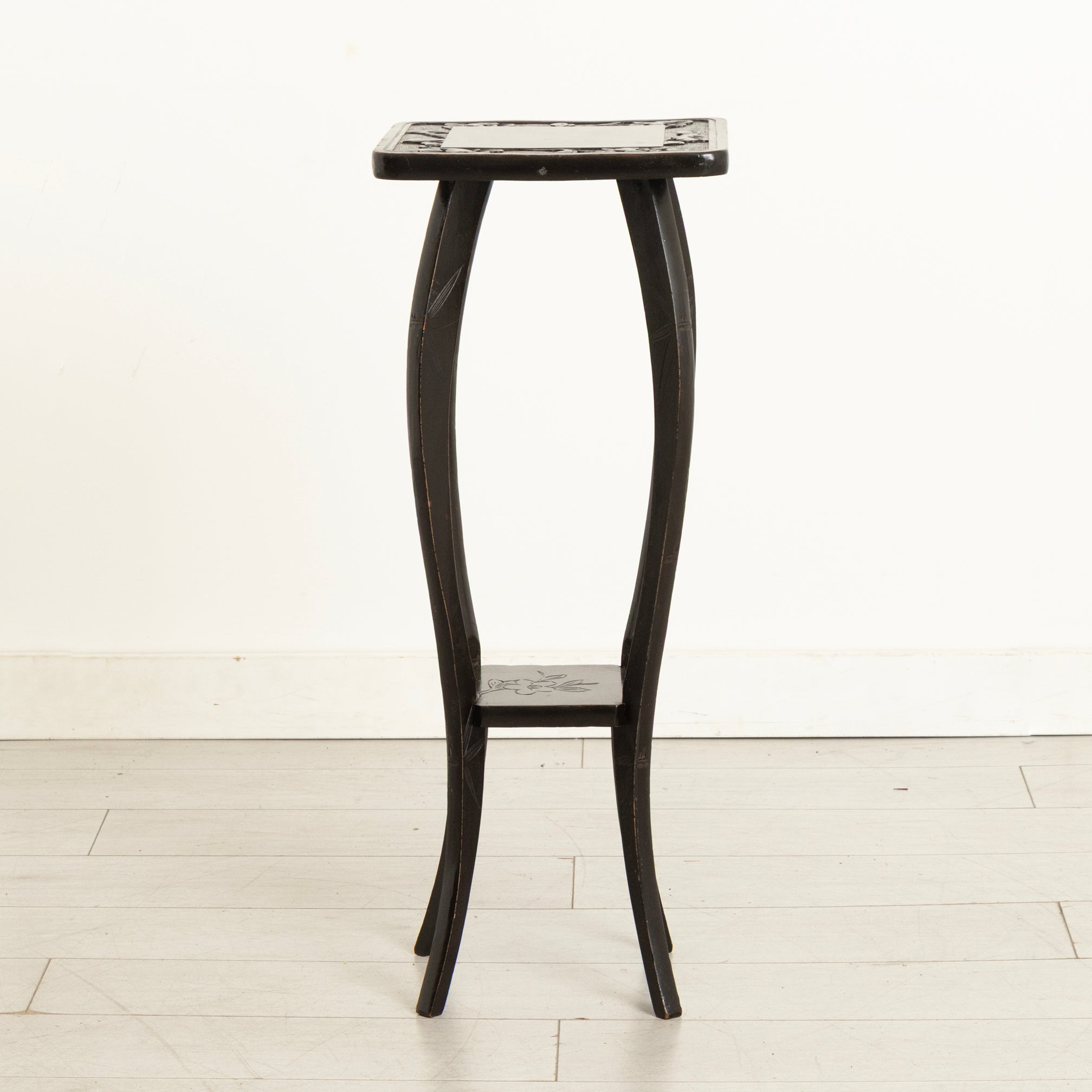 Antique Japanese Hand Carved & Ebonised Plant Stand by Liberty of London c.1920