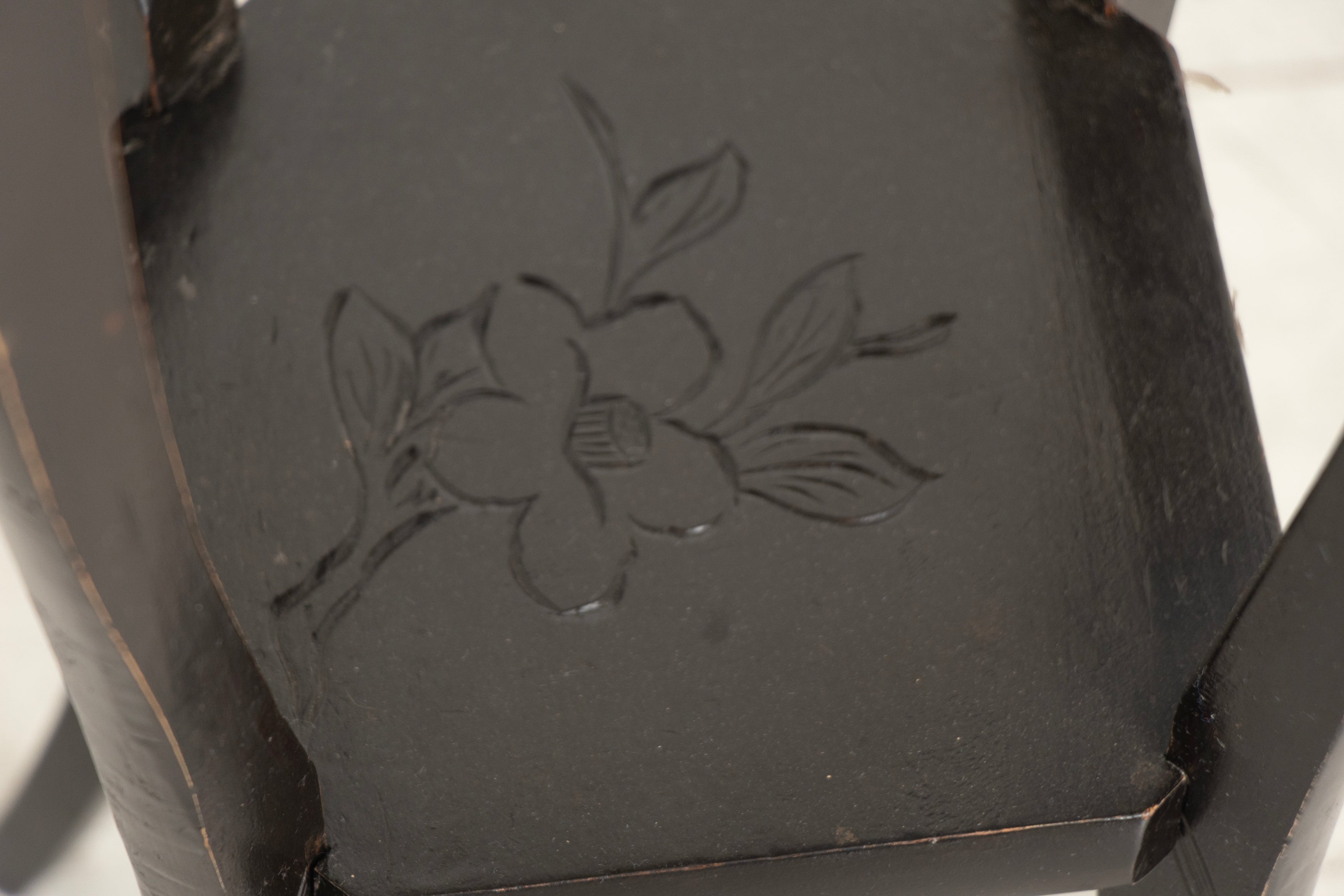 Antique Japanese Hand Carved & Ebonised Plant Stand by Liberty of London c.1920