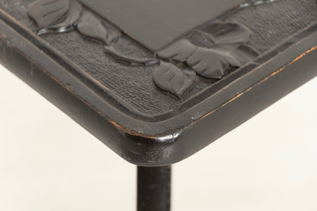 Antique Japanese Hand Carved & Ebonised Plant Stand by Liberty of London c.1920