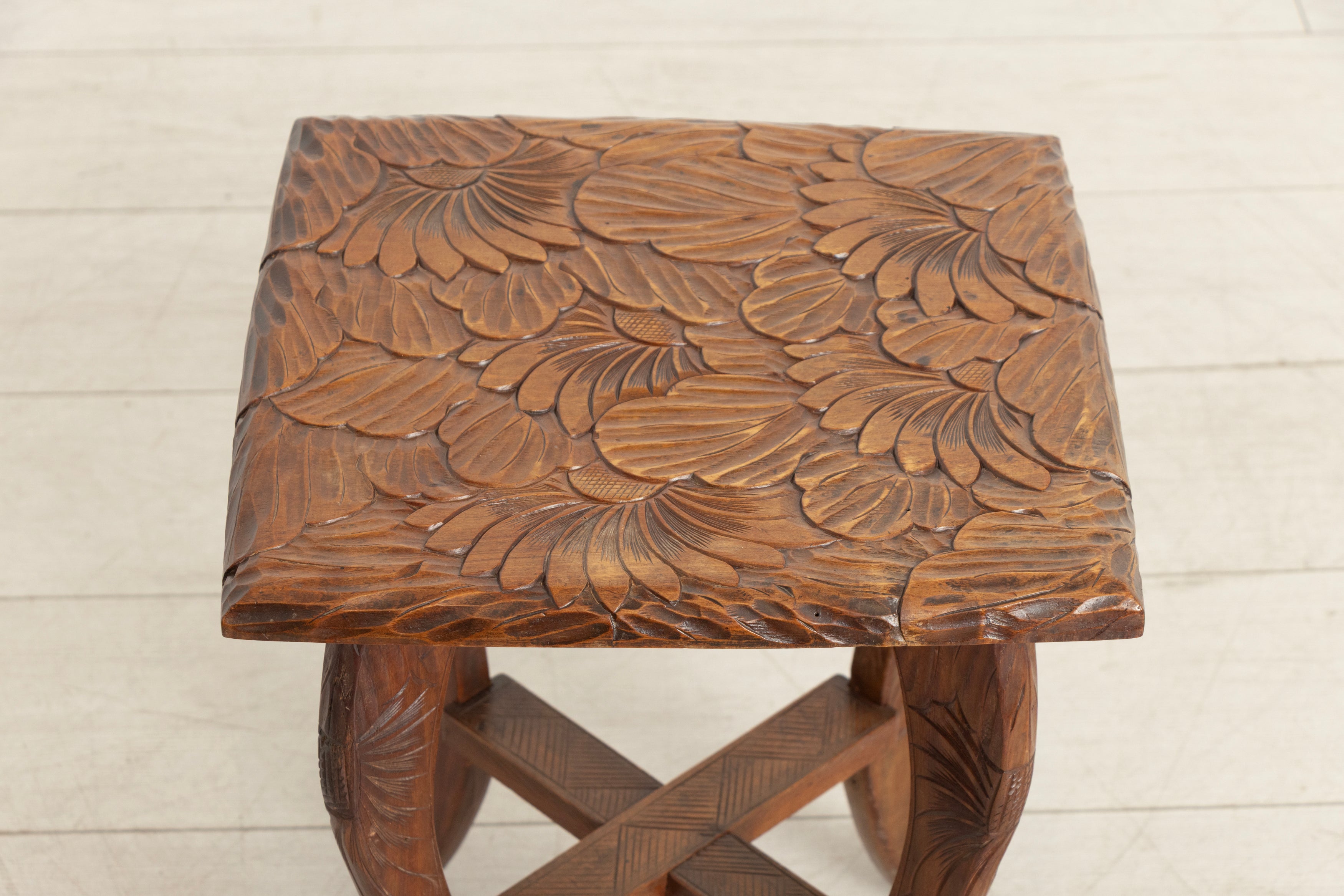 Antique Japanese Hand Carved Side Table by Liberty of London c.1920