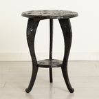 Antique Japanese Two Tier Ebonised & Hand Carved Side Table by Liberty of London c.1920