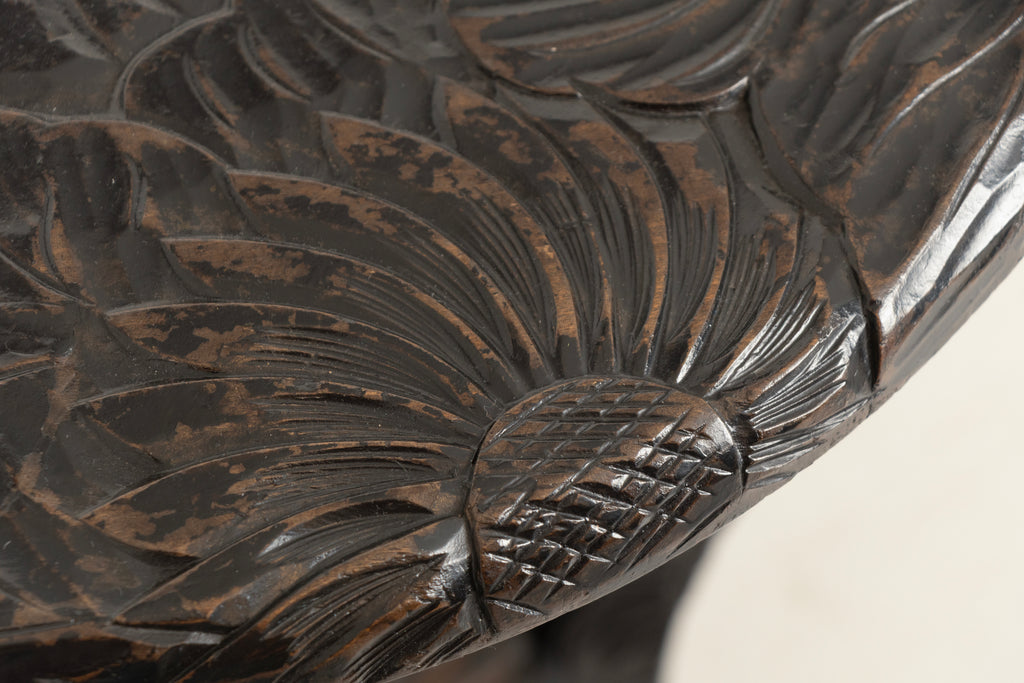 Antique Japanese Two Tier Ebonised & Hand Carved Side Table by Liberty of London c.1920