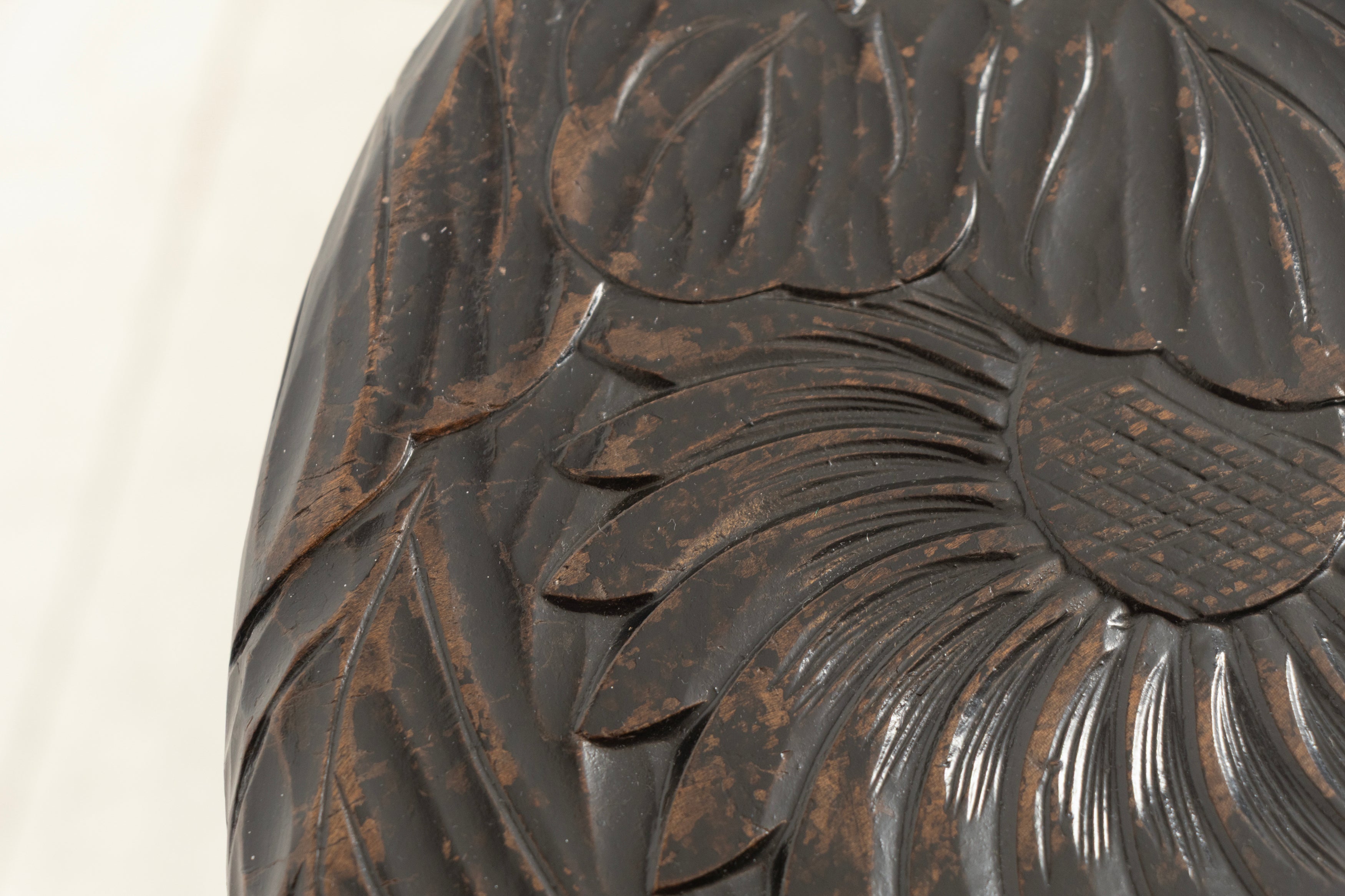 Antique Japanese Two Tier Ebonised & Hand Carved Side Table by Liberty of London c.1920
