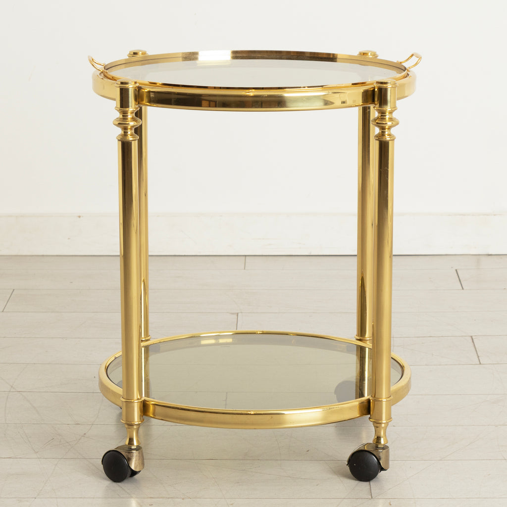 Brass & Smoked Glass Trolley on Casters c.1975