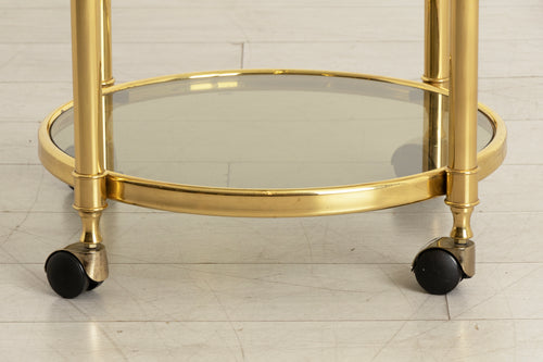 Brass & Smoked Glass Trolley on Casters c.1975
