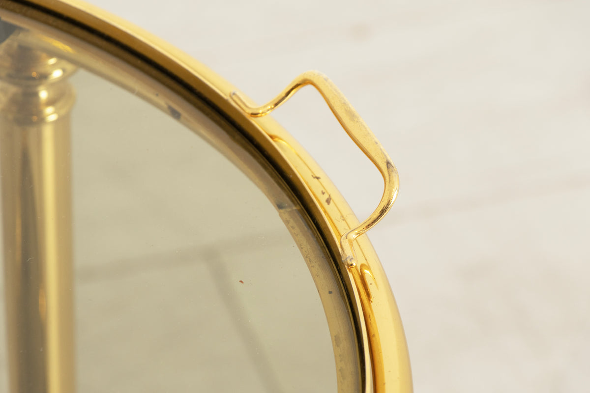Brass & Smoked Glass Trolley on Casters c.1975