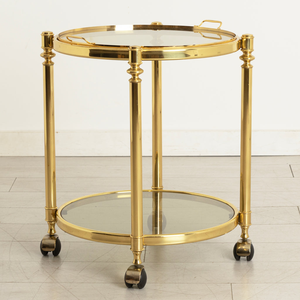 Brass & Smoked Glass Trolley on Casters c.1975