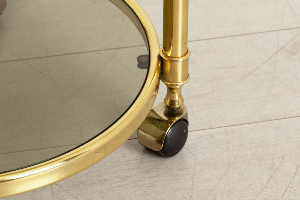 Brass & Smoked Glass Trolley on Casters c.1975