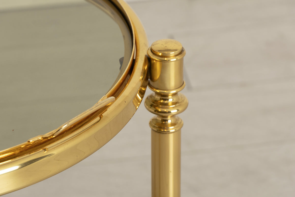 Brass & Smoked Glass Trolley on Casters c.1975