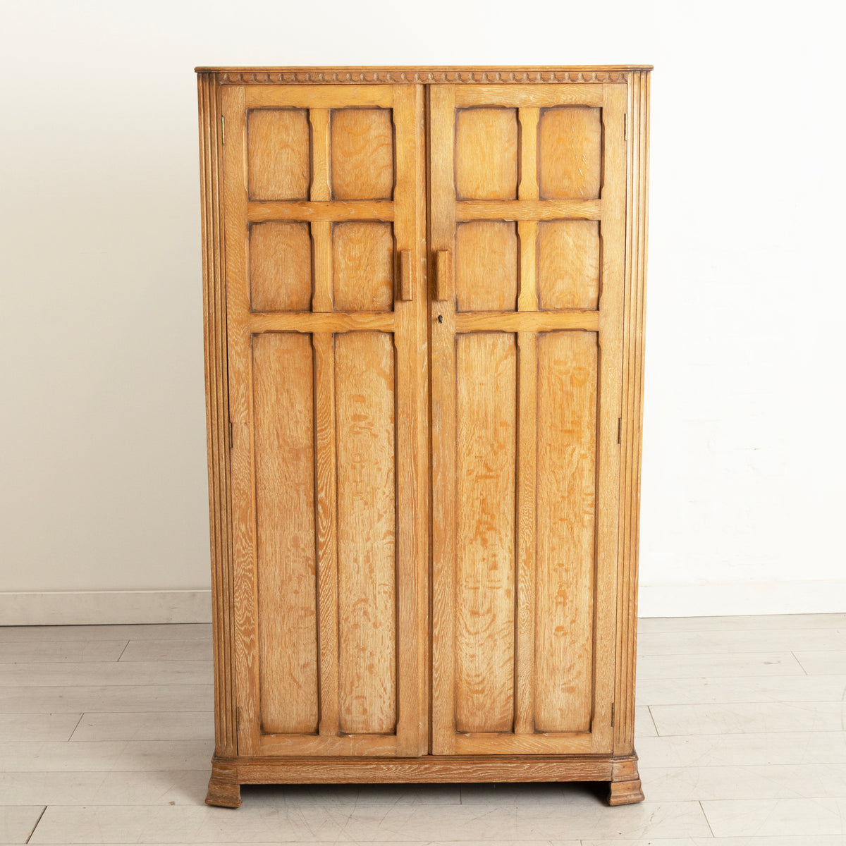 Cotswold School Limed Oak Wardrobe for Heal's, London c.1925