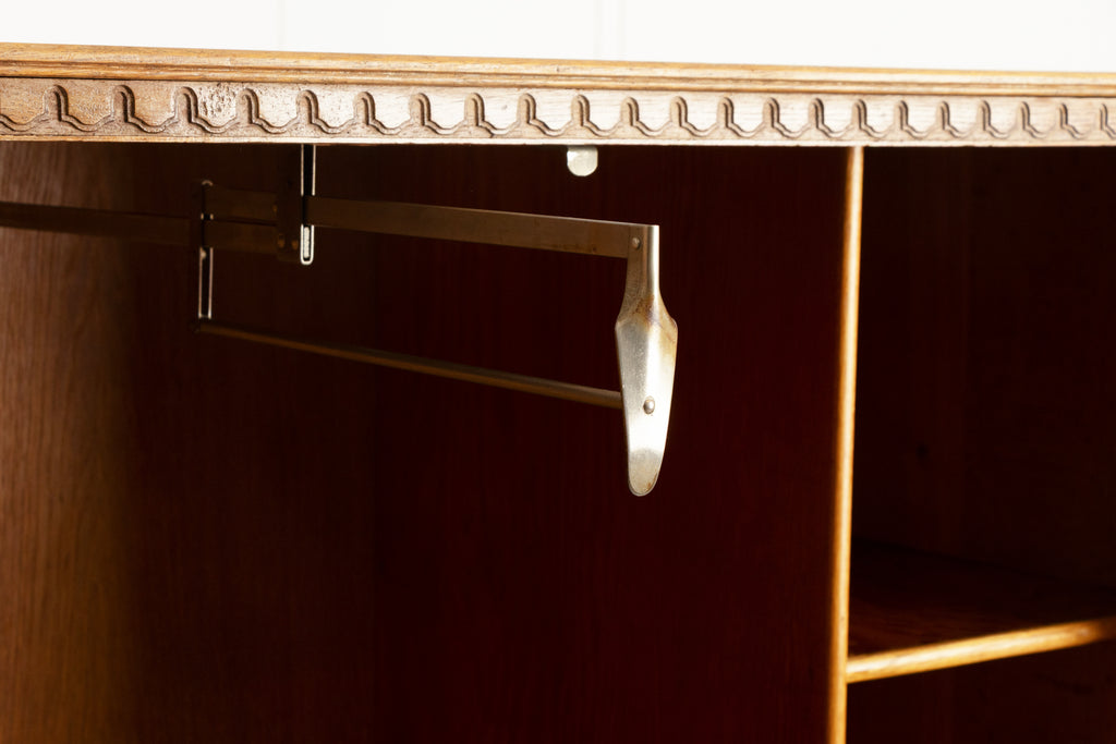 Cotswold School Limed Oak Wardrobe for Heal's, London c.1925