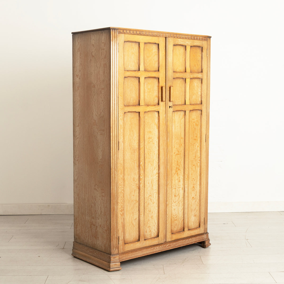 Cotswold School Limed Oak Wardrobe for Heal's, London c.1925
