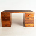 Large Mahogany Desk by Waring & Gillow c.1955, with Newly Fitted Black Leather Top