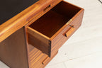 Large Mahogany Desk by Waring & Gillow c.1955, with Newly Fitted Black Leather Top