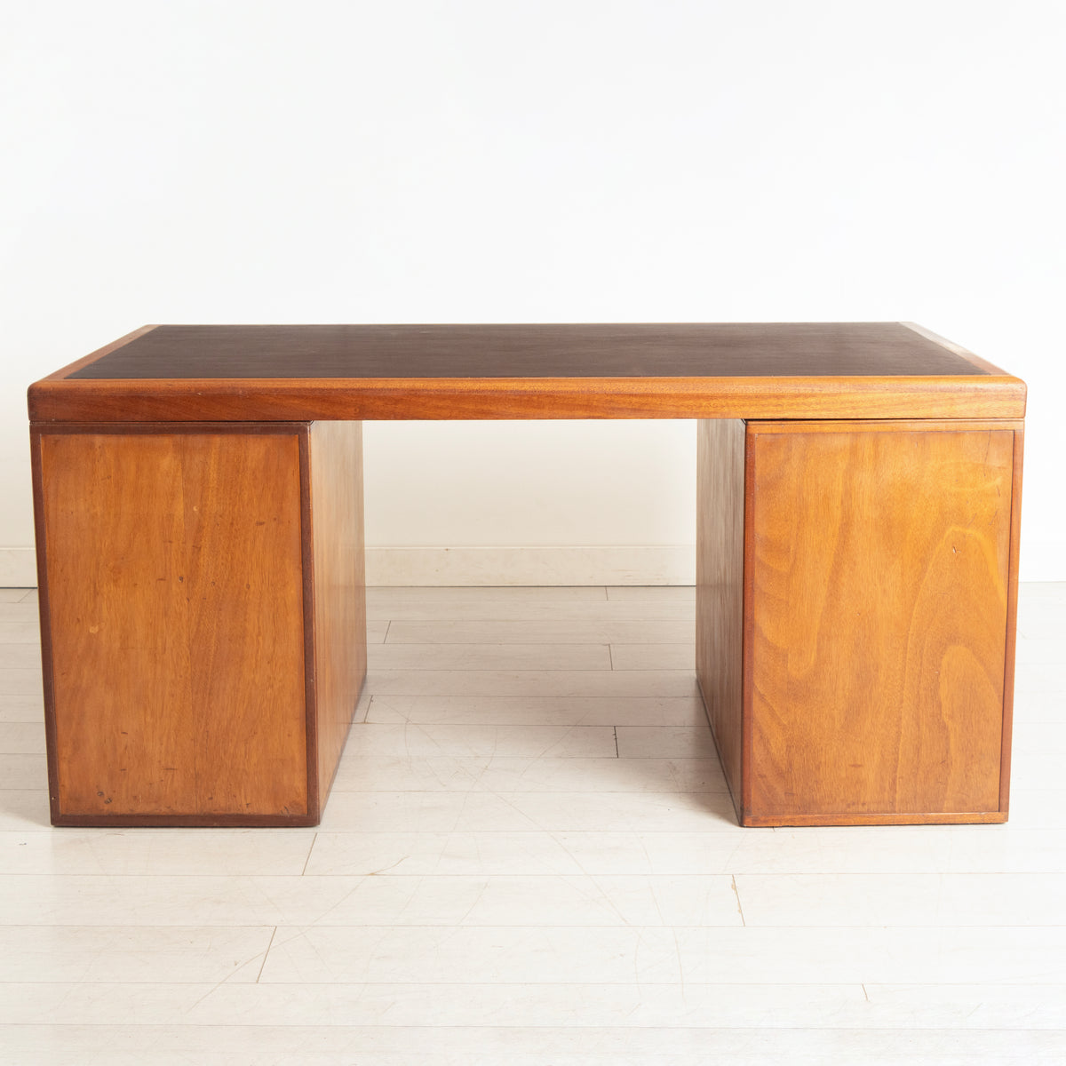 Large Mahogany Desk by Waring & Gillow c.1955, with Newly Fitted Black Leather Top