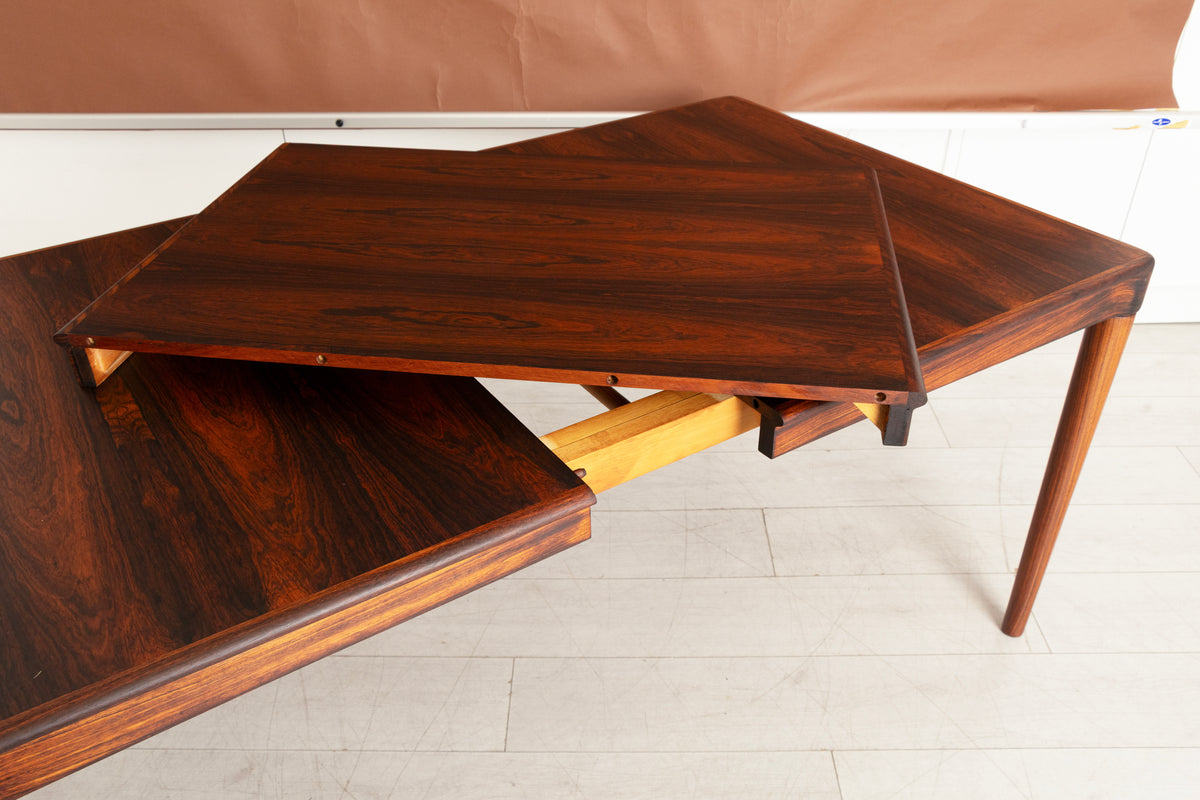 Midcentury Danish Extending Dining Table in Rosewood by H.W. Klein for Bramin c.1965