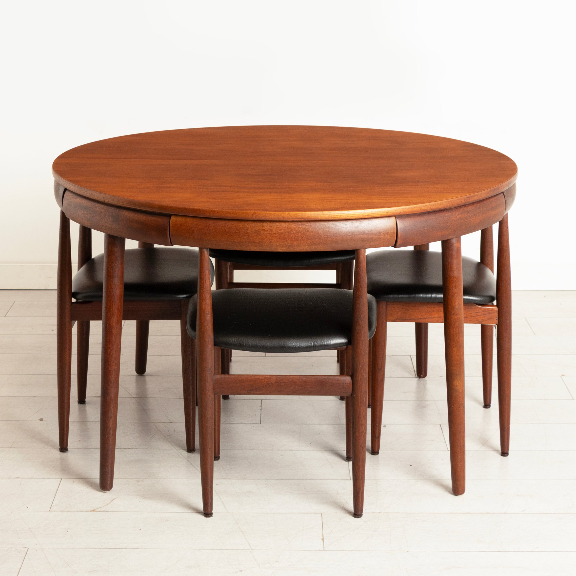 Midcentury Danish Extending Teak Dining Table & Four Chairs by Hans Olsen for Frem Rojle c.1965