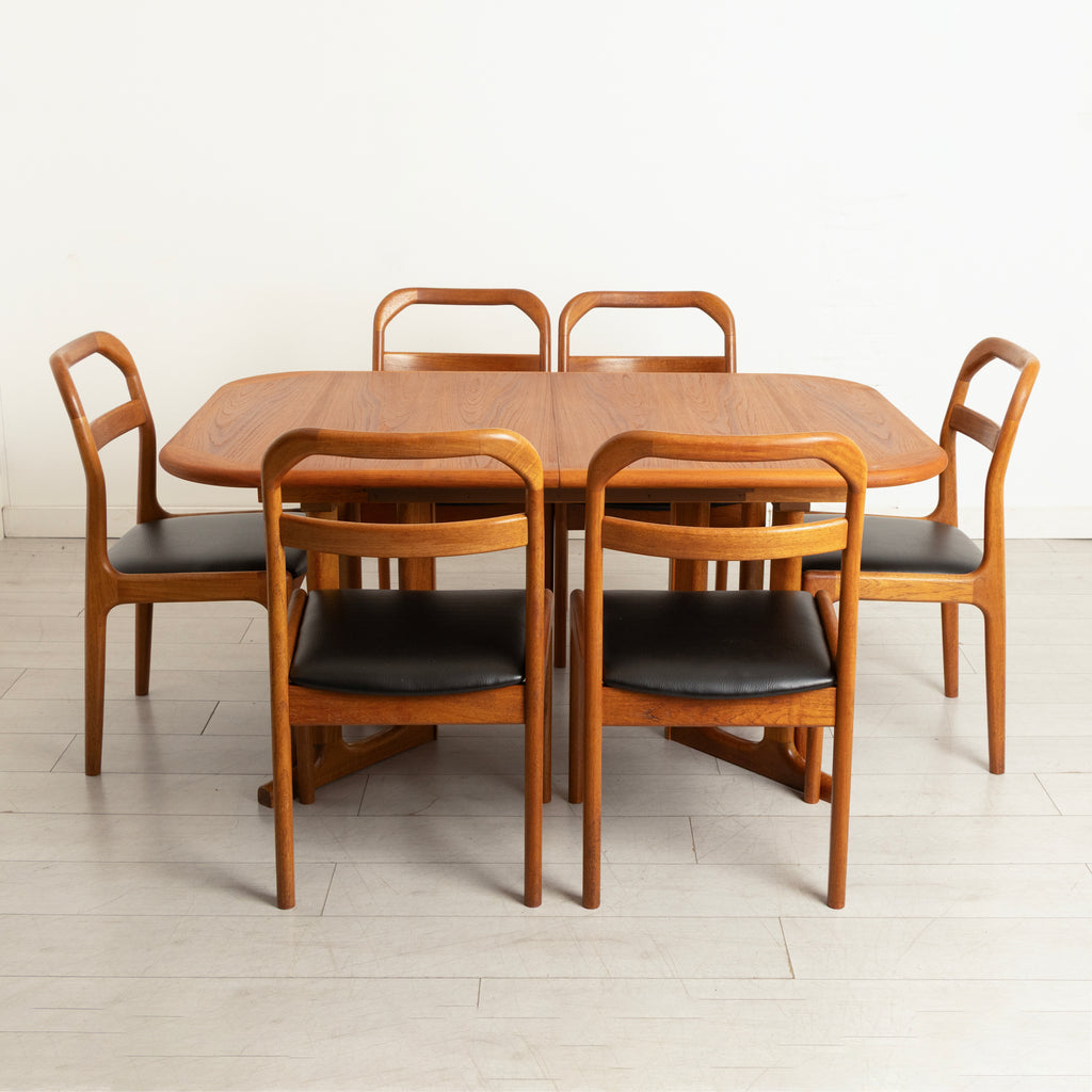 Midcentury Danish Extending Teak Dining Table & Six Chairs by Ansager Mobler c.1965