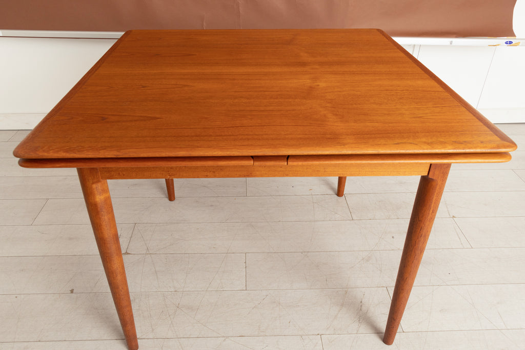 Midcentury Danish Square Extending Dining Table in Teak with Integrated Leaves by Skovmand & Andersen c.1965