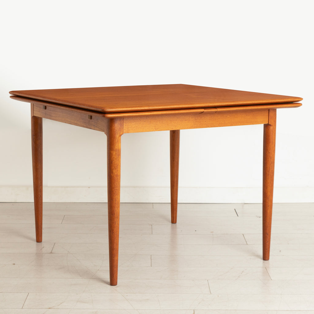 Midcentury Danish Square Extending Dining Table in Teak with Integrated Leaves by Skovmand & Andersen c.1965