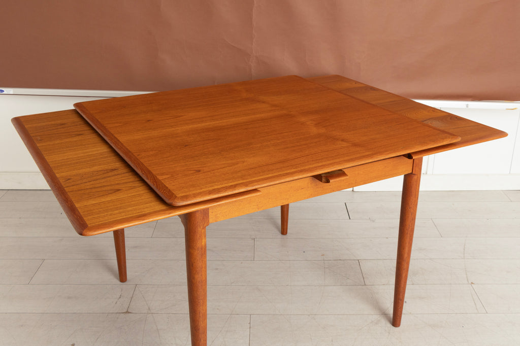 Midcentury Danish Square Extending Dining Table in Teak with Integrated Leaves by Skovmand & Andersen c.1965