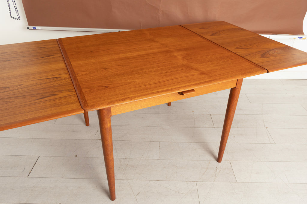 Midcentury Danish Square Extending Dining Table in Teak with Integrated Leaves by Skovmand & Andersen c.1965