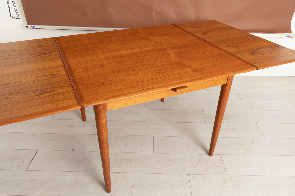 Midcentury Danish Square Extending Dining Table in Teak with Integrated Leaves by Skovmand & Andersen c.1965