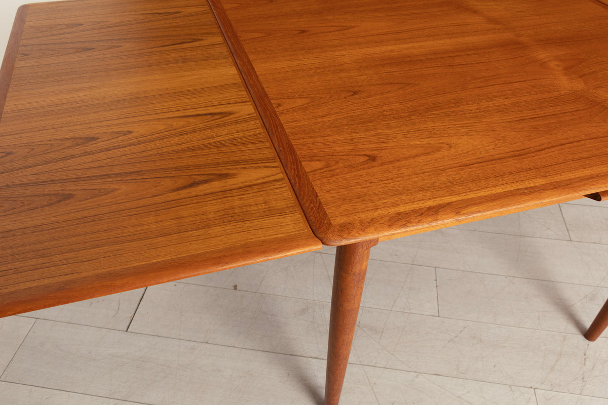Midcentury Danish Square Extending Dining Table in Teak with Integrated Leaves by Skovmand & Andersen c.1965