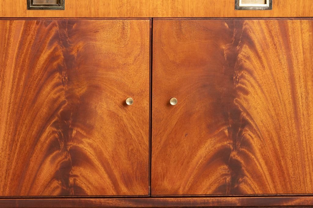 Midcentury Sideboard in Flamed Mahogany by Greaves & Thomas, Stamped 1967