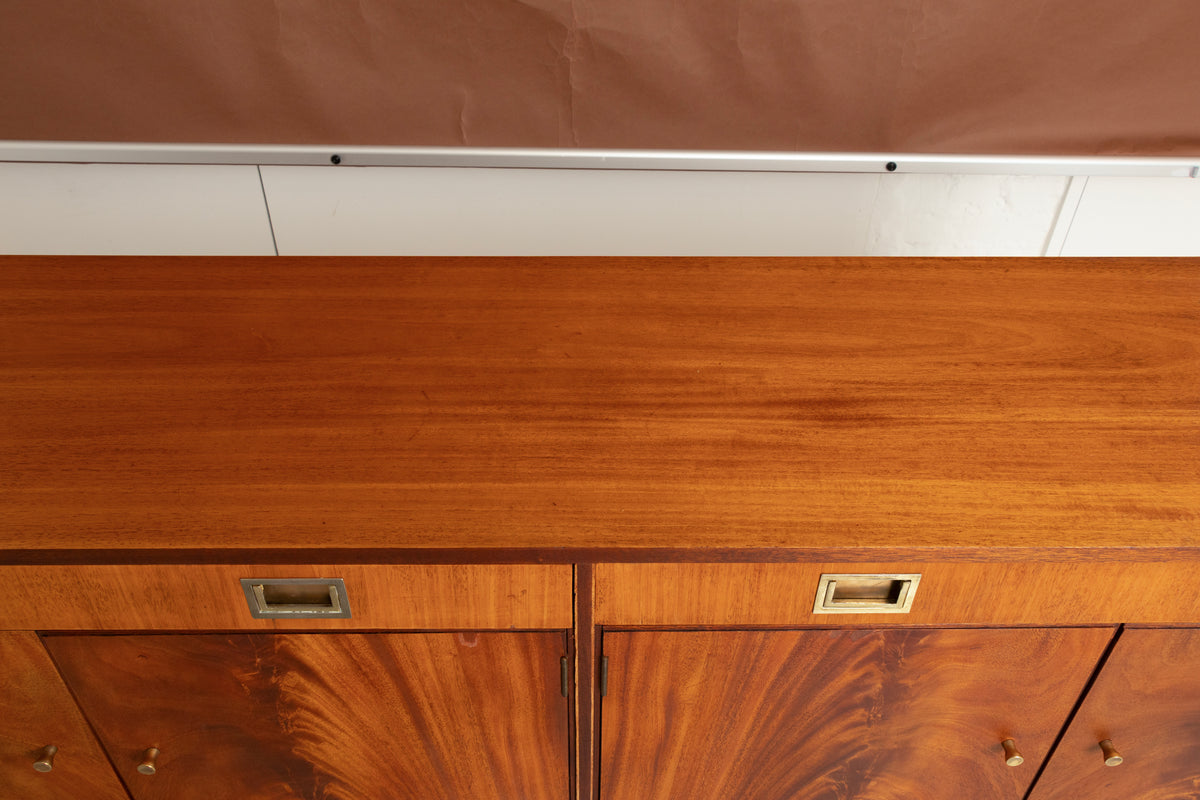 Midcentury Sideboard in Flamed Mahogany by Greaves & Thomas, Stamped 1967