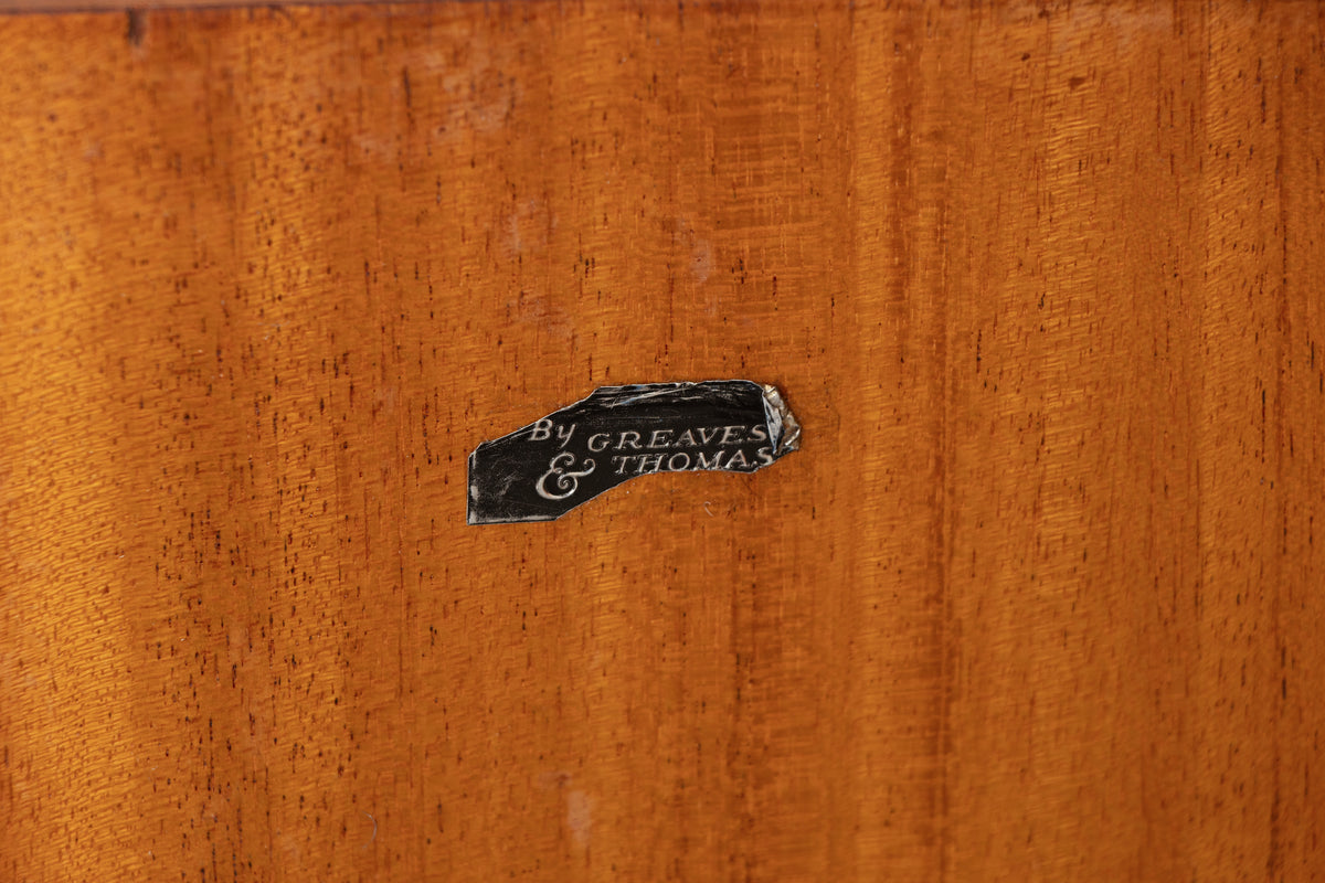 Midcentury Sideboard in Flamed Mahogany by Greaves & Thomas, Stamped 1967