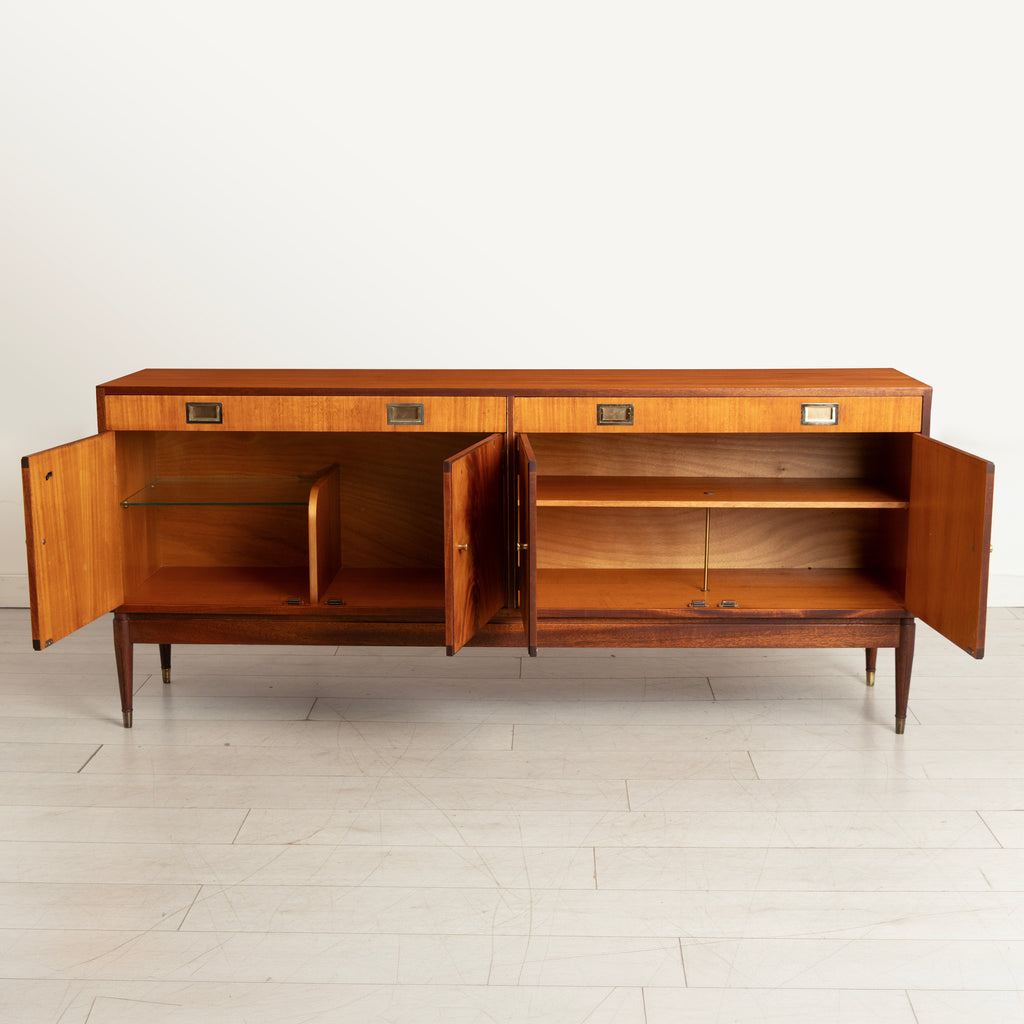 Midcentury Sideboard in Flamed Mahogany by Greaves & Thomas, Stamped 1967