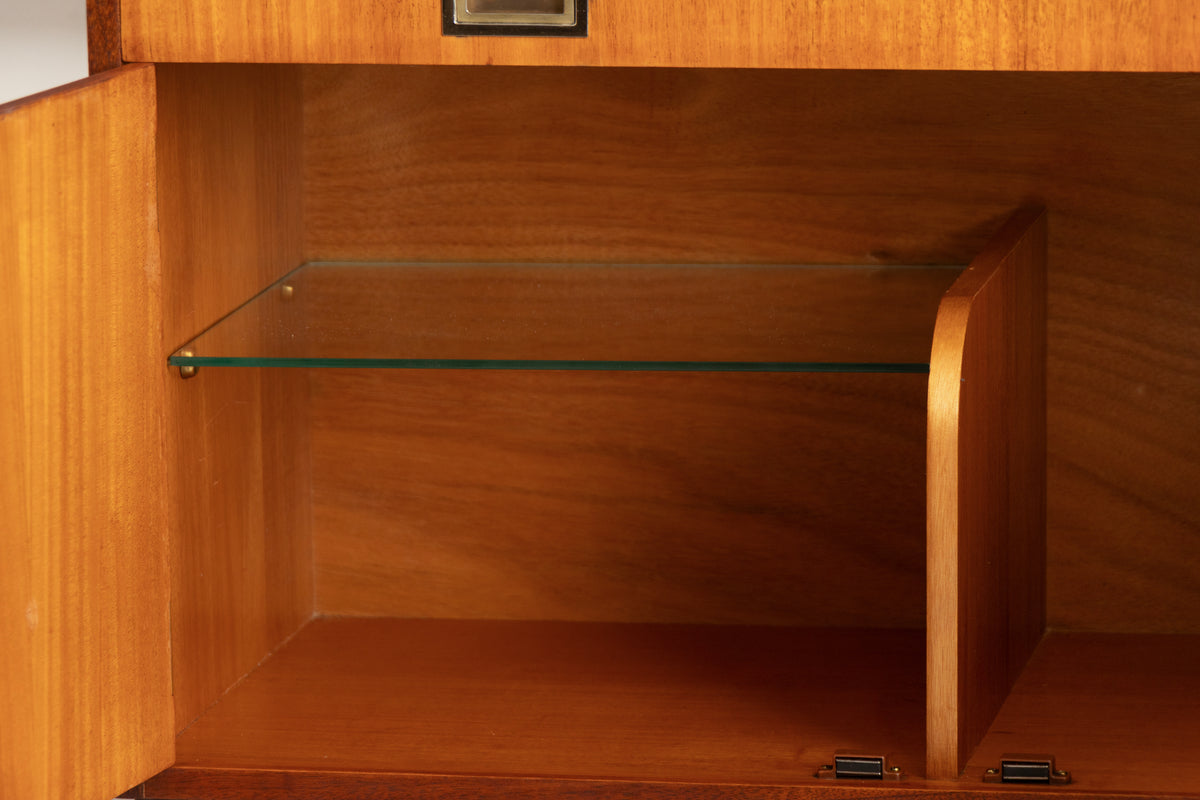 Midcentury Sideboard in Flamed Mahogany by Greaves & Thomas, Stamped 1967