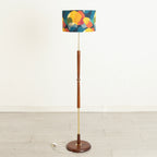 Midcentury Teak & Brass Floor Lamp with Cylinder Shade c.1965