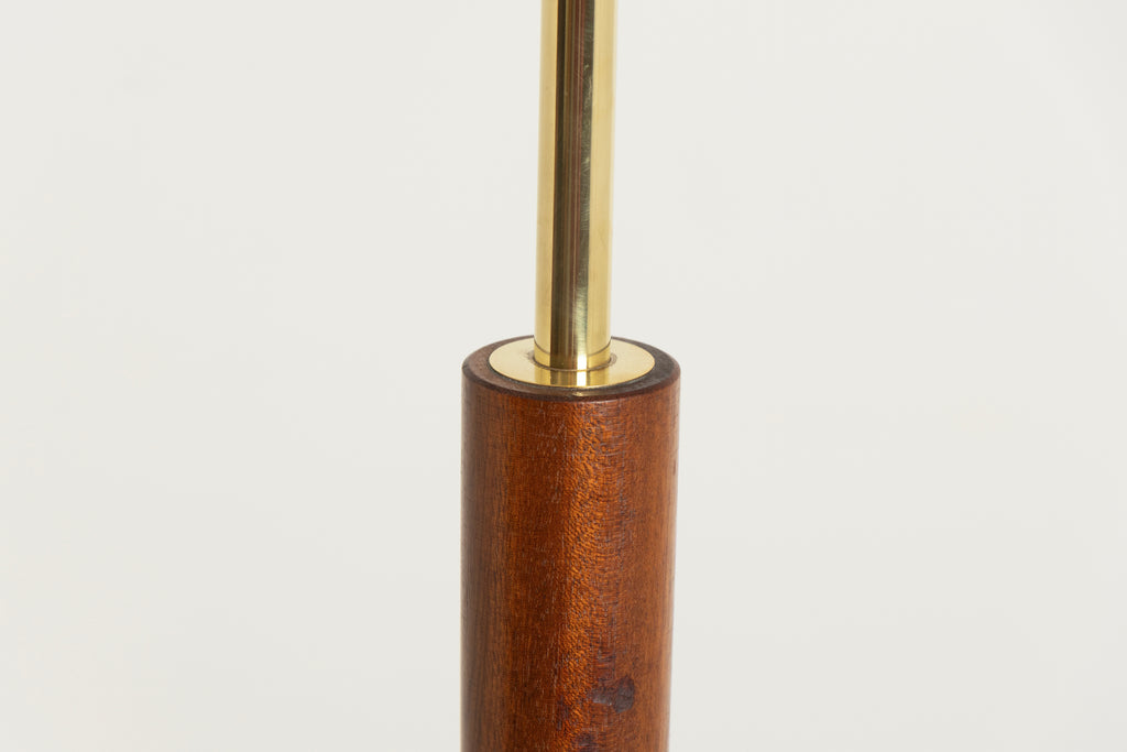 Midcentury Teak & Brass Floor Lamp with Cylinder Shade c.1965