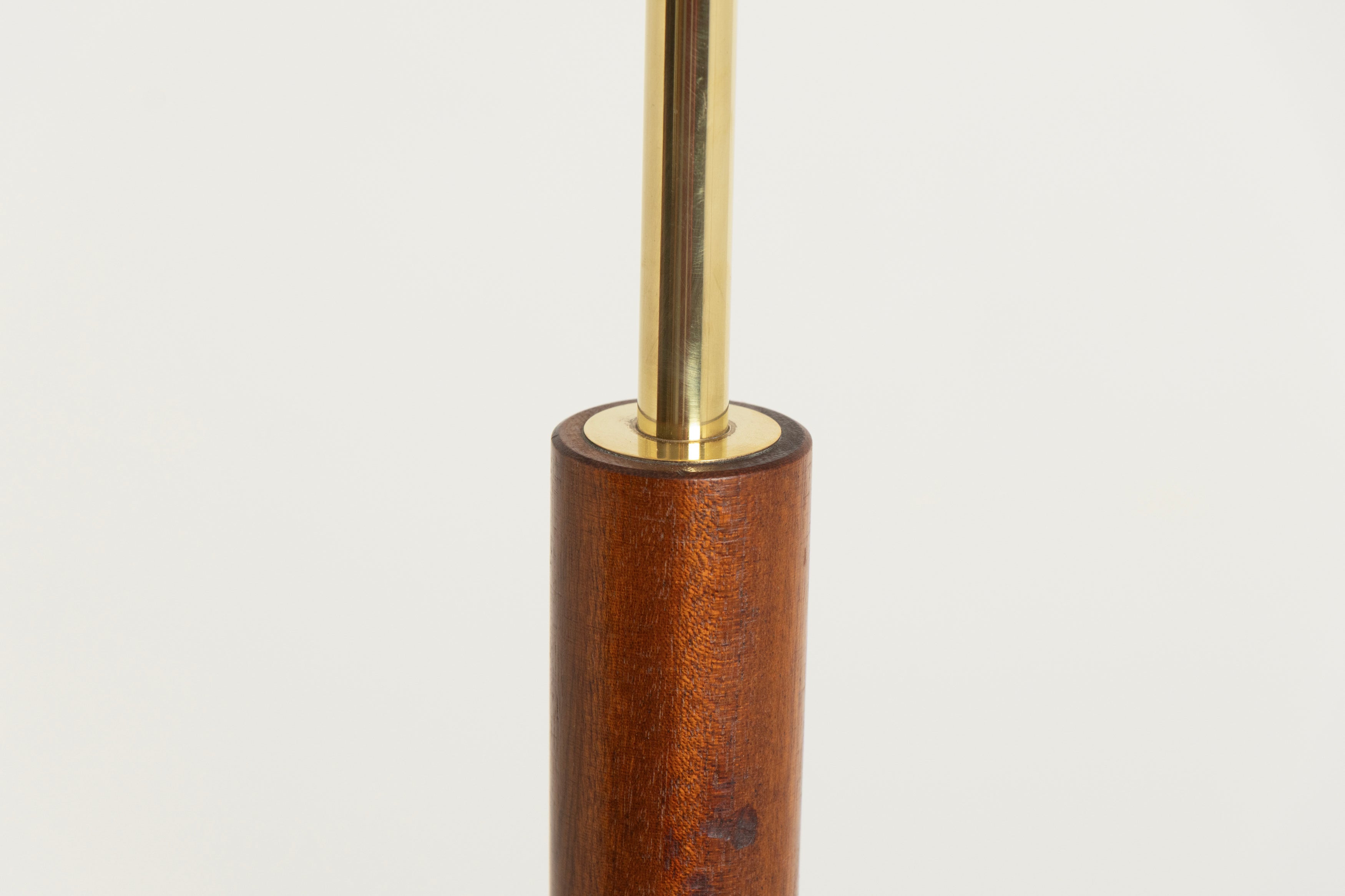 Midcentury Teak & Brass Floor Lamp with Cylinder Shade c.1965