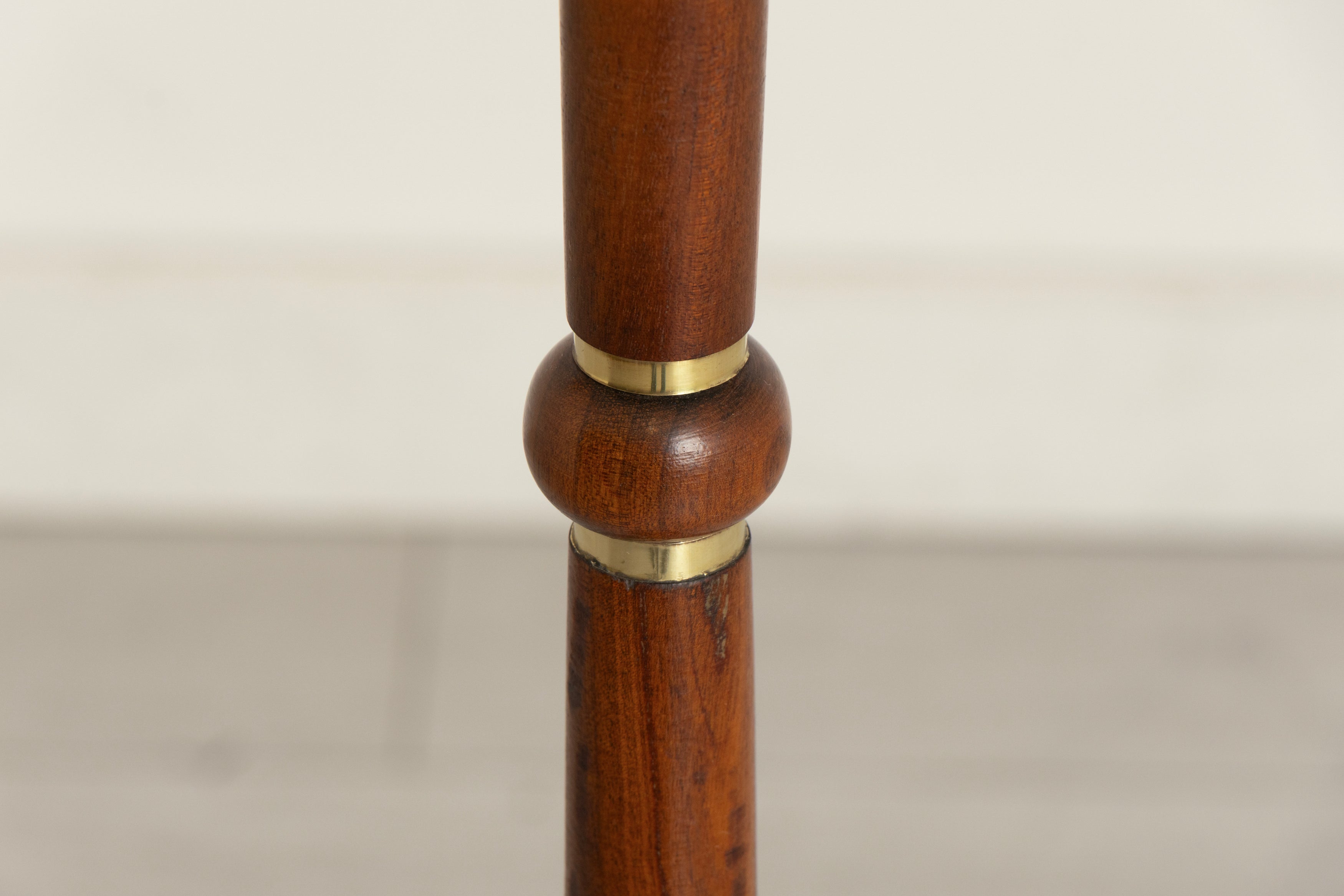 Midcentury Teak & Brass Floor Lamp with Cylinder Shade c.1965