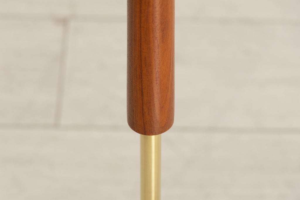 Midcentury Teak & Brass Floor Lamp with Cylinder Shade c.1965