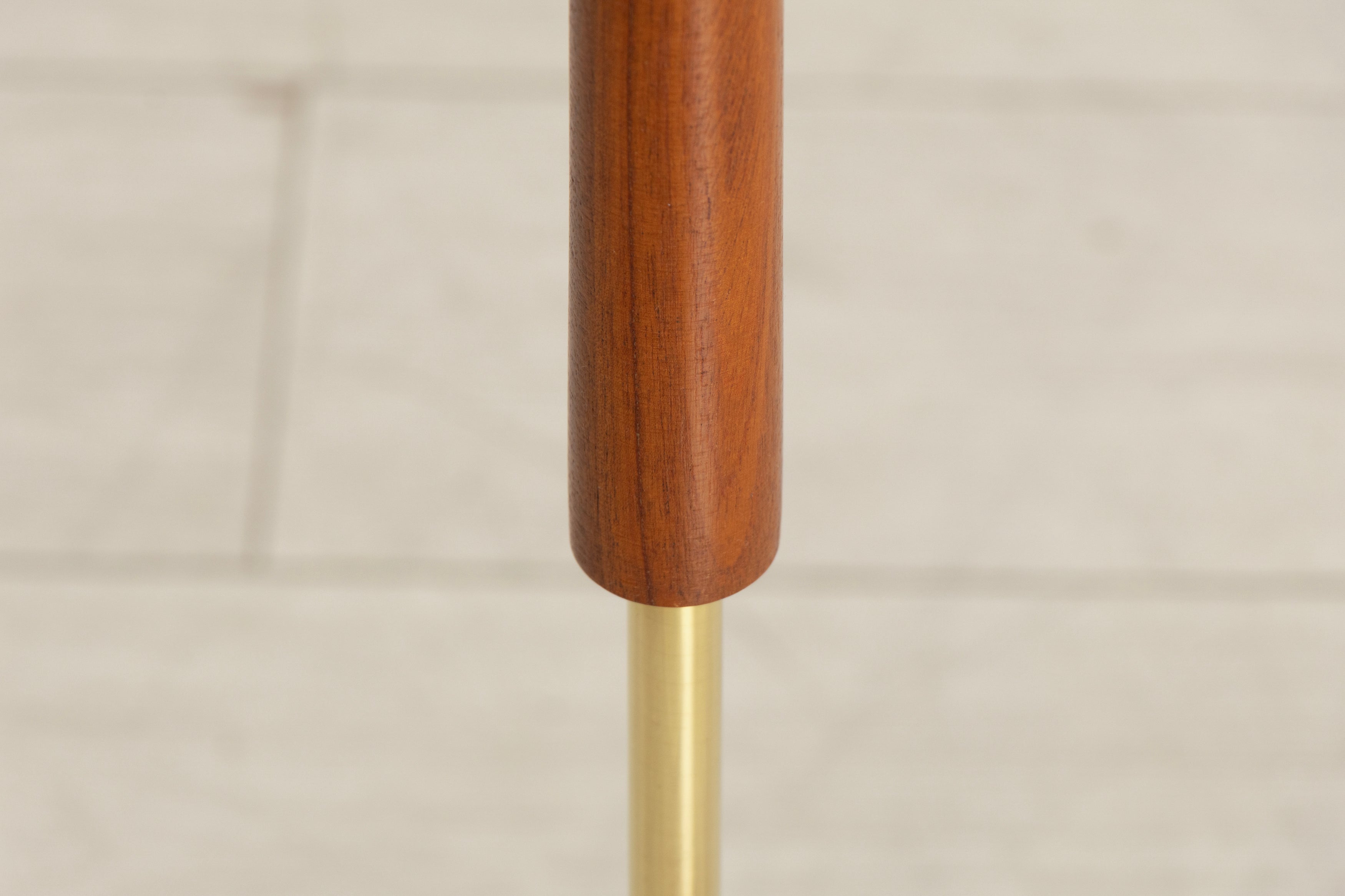 Midcentury Teak & Brass Floor Lamp with Cylinder Shade c.1965