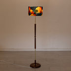 Midcentury Teak & Brass Floor Lamp with Cylinder Shade c.1965