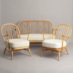 Model 204 Lounge Suite, Sofa & Two Armchairs, in Beech by Ercol c.1965, Newly Reupholstered in Bouclé