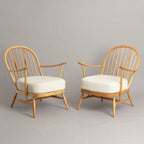 Model 204 Lounge Suite, Sofa & Two Armchairs, in Beech by Ercol c.1965, Newly Reupholstered in Bouclé