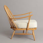 Pair of Midcentury Model 204 Beech Armchairs by Ercol c.1965, Newly Reupholstered in Bouclé
