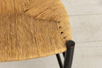 Pair of Midcentury Italian Ebonised Ladder-back Chairs with Rush Seats in the style of Gio Ponti c.1965