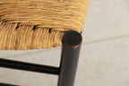 Pair of Midcentury Italian Ebonised Ladder-back Chairs with Rush Seats in the style of Gio Ponti c.1965