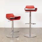 Set of 4 Italian Bar Stools in Red Vinyl & Polished Chrome by Arter & Citton for Ciacci Kreaty