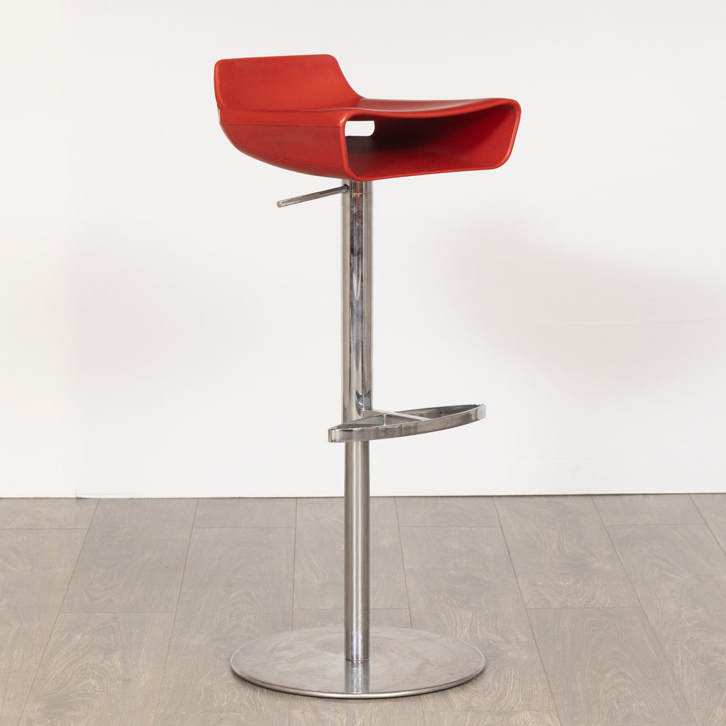 Set of 4 Italian Bar Stools in Red Vinyl & Polished Chrome by Arter & Citton for Ciacci Kreaty