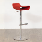 Set of 4 Italian Bar Stools in Red Vinyl & Polished Chrome by Arter & Citton for Ciacci Kreaty