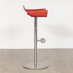 Set of 4 Italian Bar Stools in Red Vinyl & Polished Chrome by Arter & Citton for Ciacci Kreaty