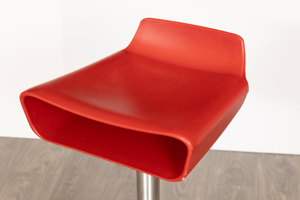 Set of 4 Italian Bar Stools in Red Vinyl & Polished Chrome by Arter & Citton for Ciacci Kreaty